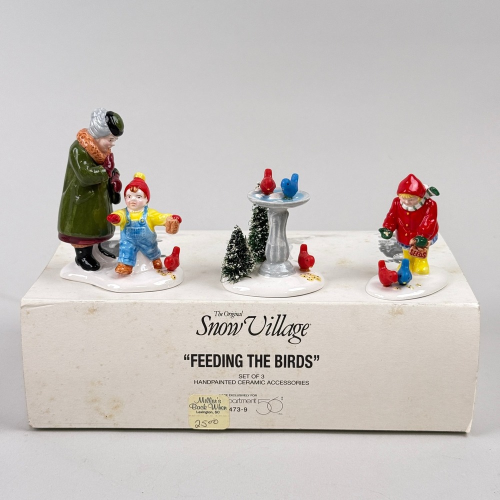 Department 56 Feeding The Birds Snow Village Set‎ Multicolor #5473-9 NOS